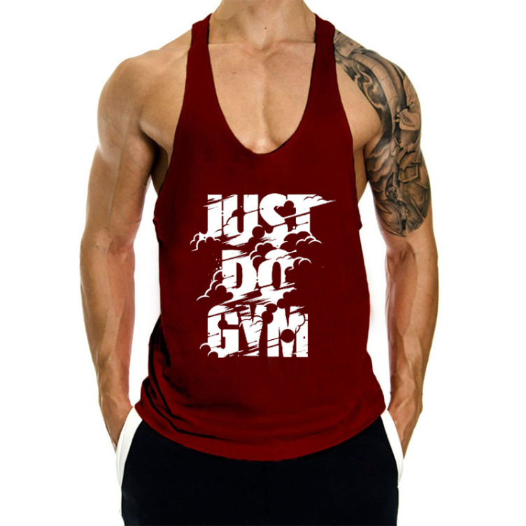 custom logo print sports mens tank top sleeveless travel vest gym tank top