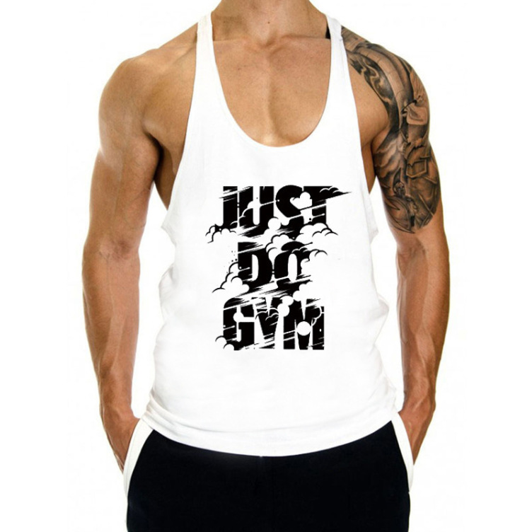 custom logo print sports mens tank top sleeveless travel vest gym tank top