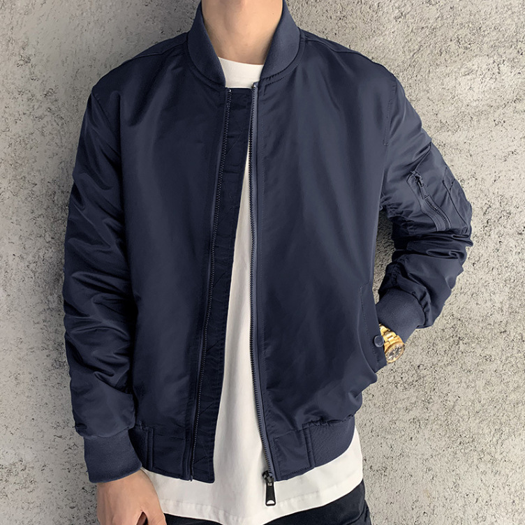 Air Force Bomber Jacket Solid Color Casual Baseball Top Jacket