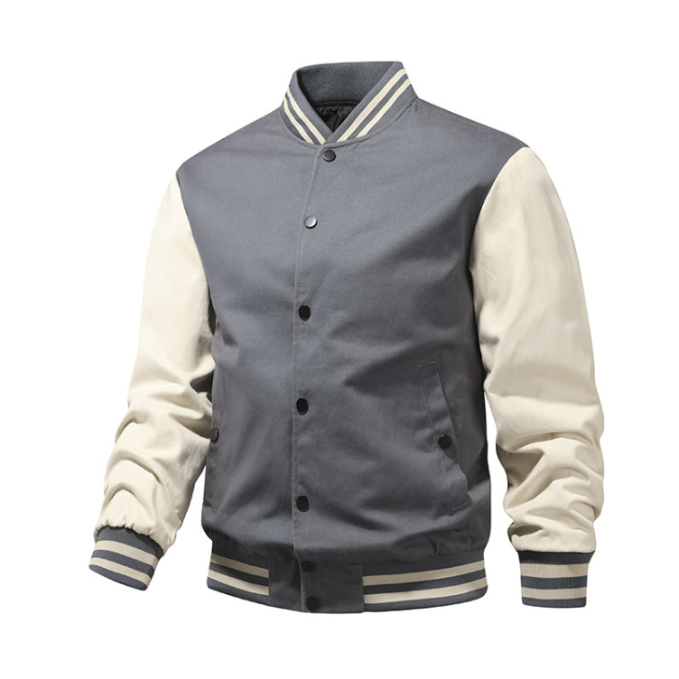 Manufacturer Whosale Men Solid Color Casual Men Jacket With Side Pocket Men Outdoor Varsity Jacket