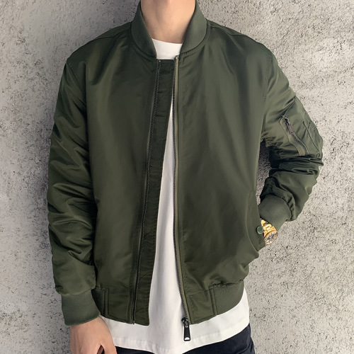 Air Force Bomber Jacket Solid Color Casual Baseball Top Jacket