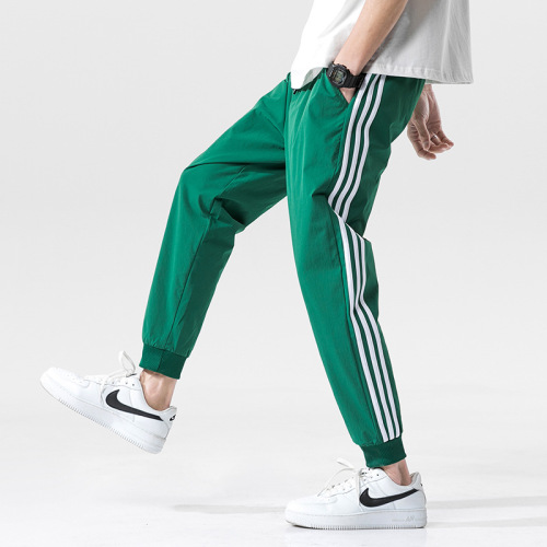 Summer casual sports pants men's and women's loose light and thin elastic nine points ice silk quick-drying pants