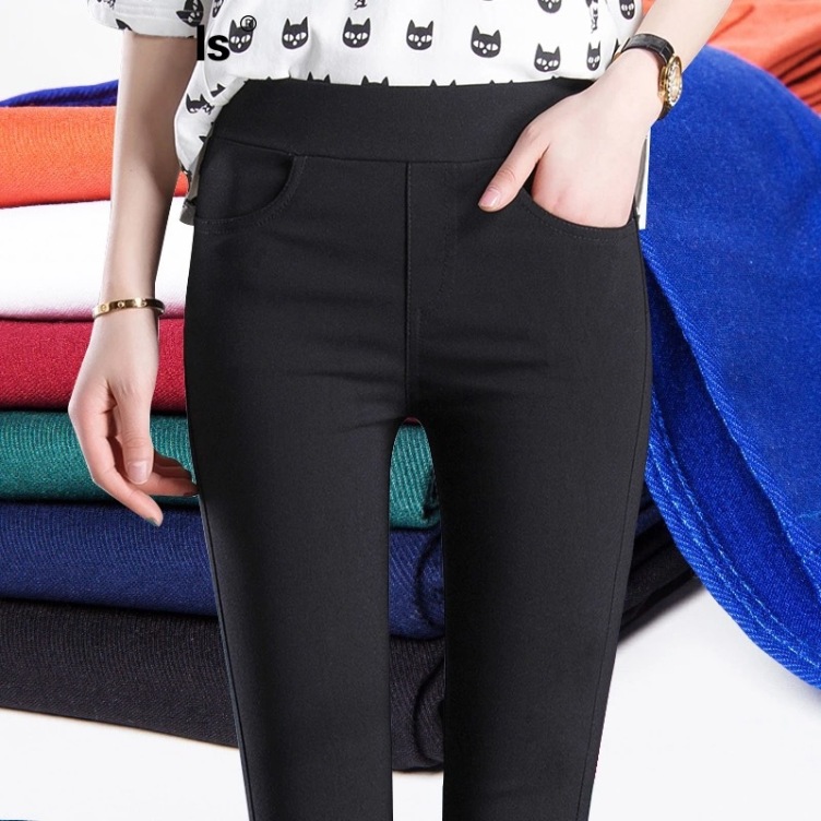 Women'S Skinny Black Pencil Pants Large Size Ripped Trousers High Waist Slim Pants