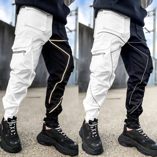 Summer Men's Causal Style Oversized Sport Trousers Relective Piping Cool Style Fashion Gym Trousers for Men