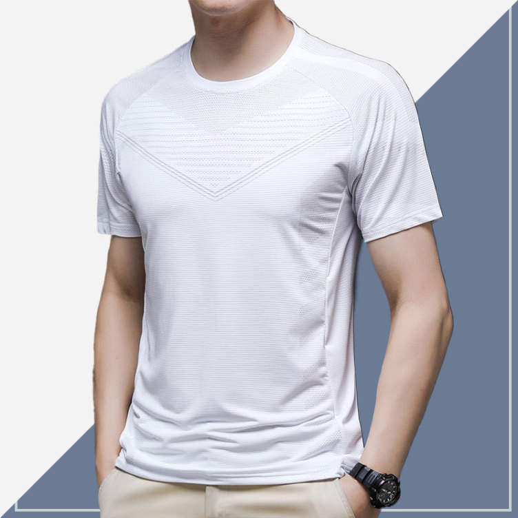 Men'S Quick-Drying Sports Short-Sleeved Round Neck T-Shirt Ice Silk Shirt Summer T-Shirt