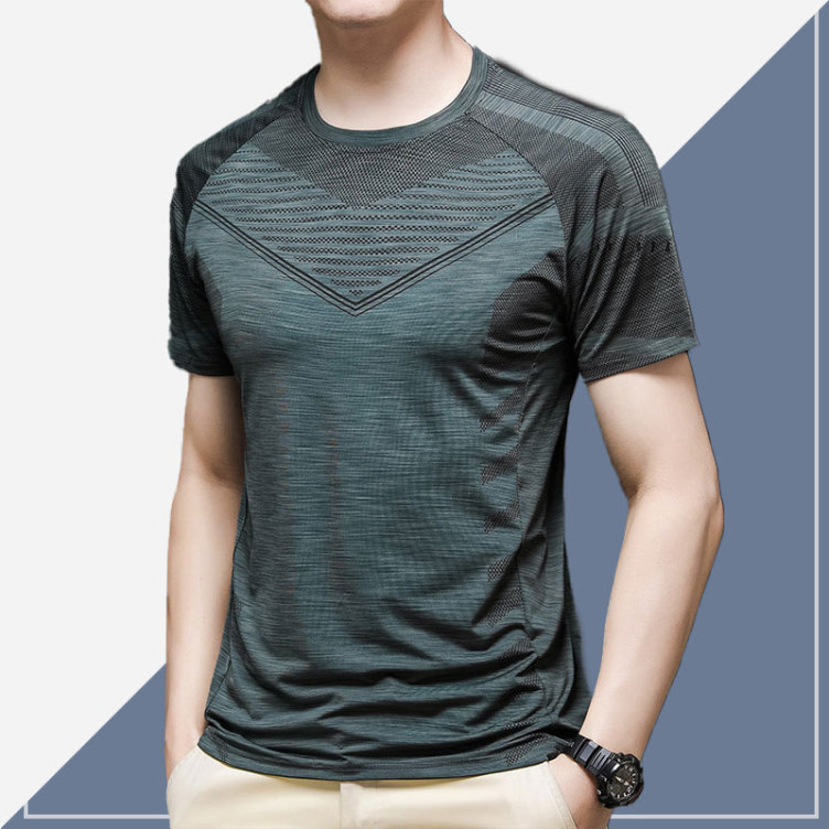 Men'S Quick-Drying Sports Short-Sleeved Round Neck T-Shirt Ice Silk Shirt Summer T-Shirt