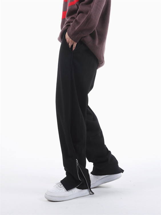 Hot Style Logo Custom Men's New Solid Color Winter Sweatpants Loose Elastic Waist Fleece Fashion Sweatpants
