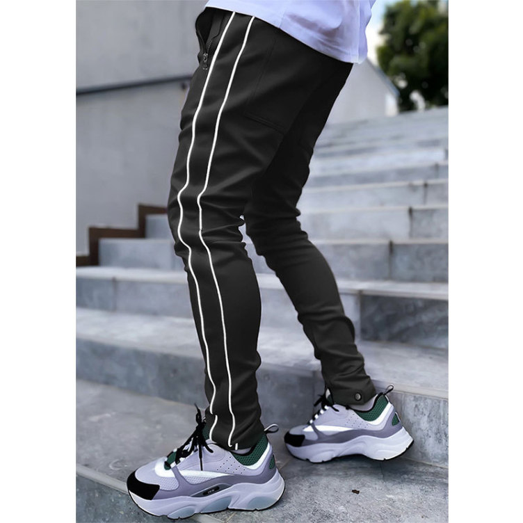 Custom Logo Slim Fit Drawstring Side Stripe Blank Men Stacked Joggers Men Stacked Pants With Pockets