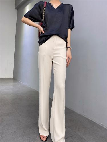 Summer High-Waisted Thin Flared Pants Women'S New Slim Pants Drape Korean Version Wide-Leg Long Pants