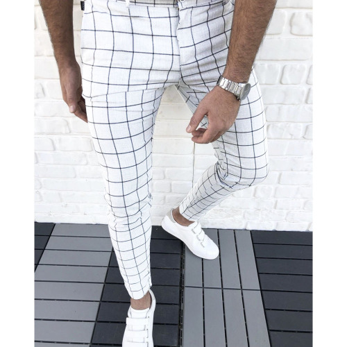 Men's Plaid Casual Style Slim-fit Pants