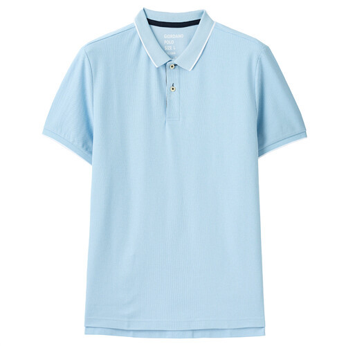 Men's Short Sleeve Ribbed Flat Collar Mesh e Polo Shirt Causual Structure Contrast Polo Shirt