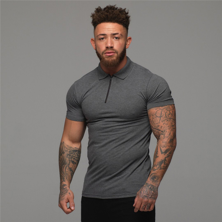 Men's Fashion Polo Shirt Casual Short Sleeve Slim Fit Sportswear High Quality Solid Color