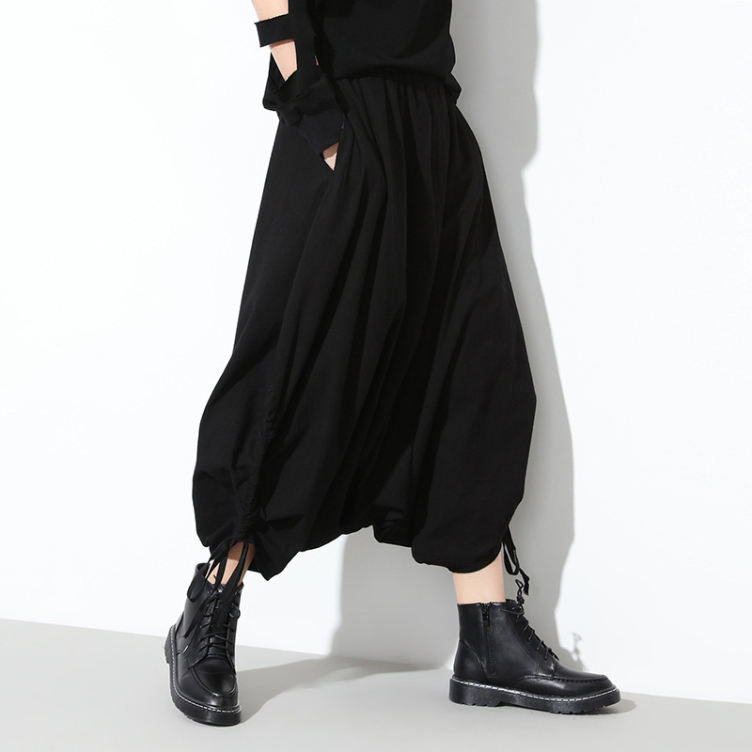 Fashion new lantern trousers elastic waist loose big crotch trousers tide women's trousers casual trousers