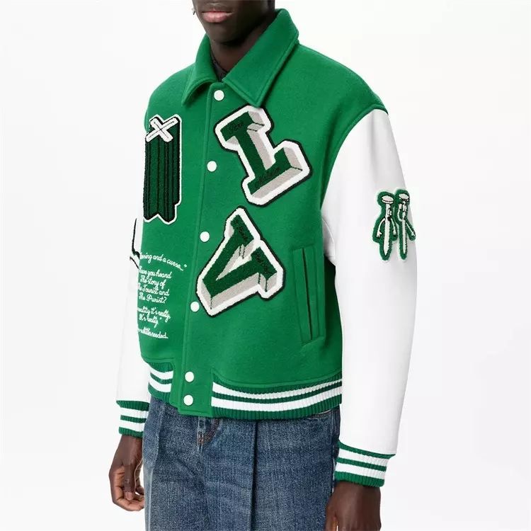 Cheap Hip Hop Bomber Baseball Jacket For Men Custom Leather Sleeve Chain Chenille Embroidery Windbreaker Vintage Varsity Jacket