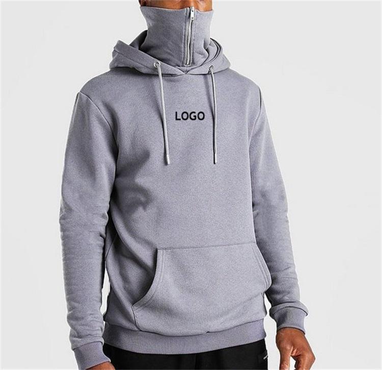 Lanwo Streetwear Kangaroo Pocket Hoodie For Men Custom Print Logo 600 Gsm Cotton Slim Fit Zip Snood Running Ninja Hoodie