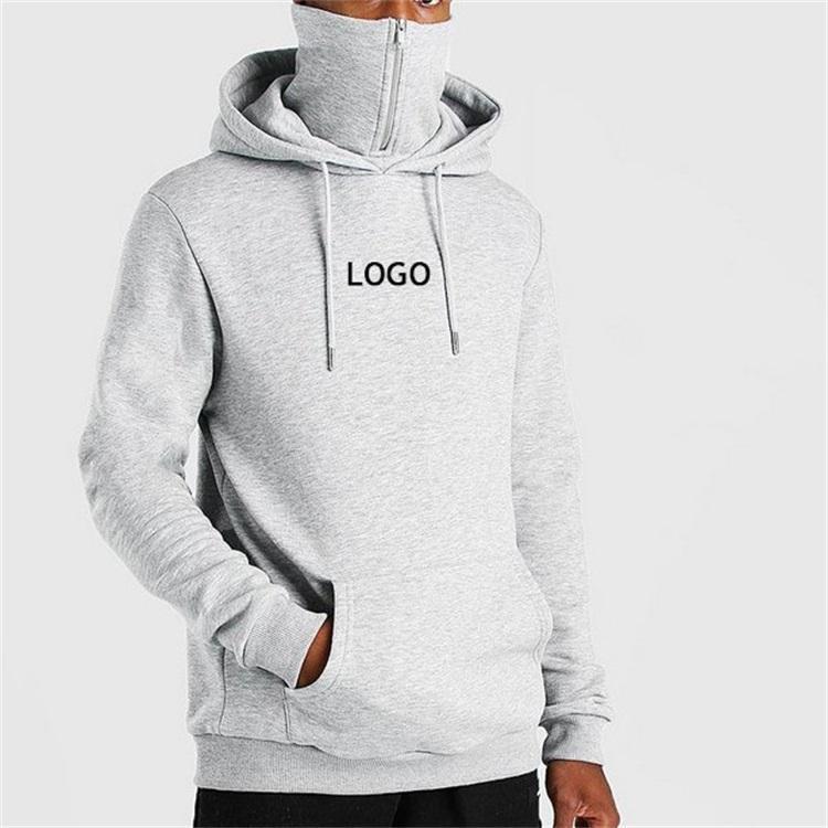 Lanwo Streetwear Kangaroo Pocket Hoodie For Men Custom Print Logo 600 Gsm Cotton Slim Fit Zip Snood Running Ninja Hoodie