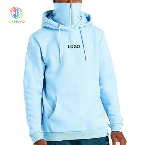 Lanwo Streetwear Kangaroo Pocket Hoodie For Men Custom Print Logo 600 Gsm Cotton Slim Fit Zip Snood Running Ninja Hoodie