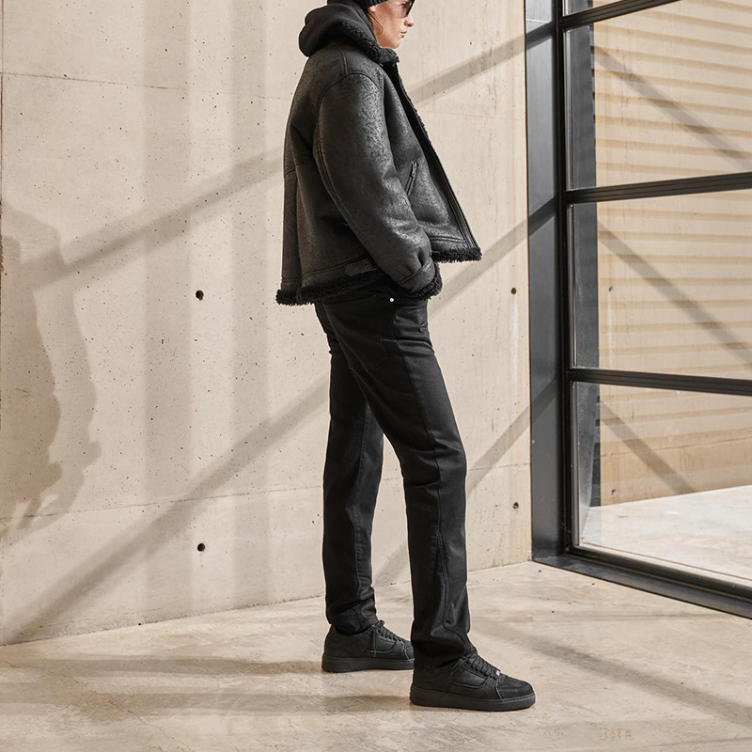 Lambswool fur one biker leather jacket men's jacket cotton clothing