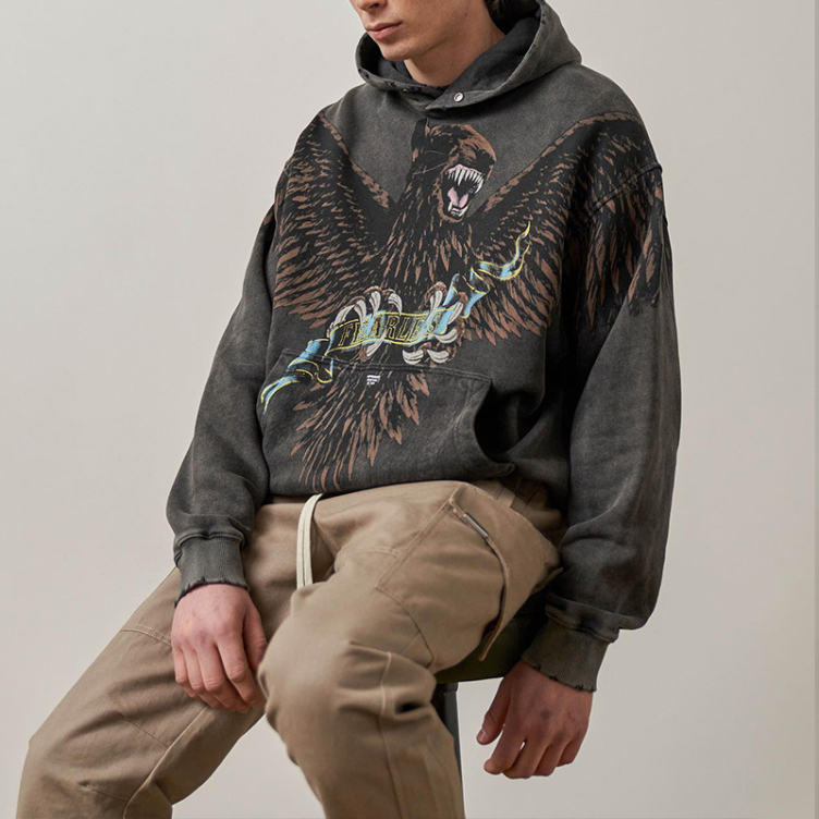Eagle dog eagle print sweatshirt high street vintage do-over hoodie jacket