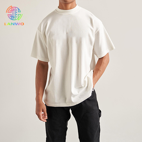 Loose T-shirt small trendy pure white casual short sleeve large size collar cotton drop shoulder sleeve