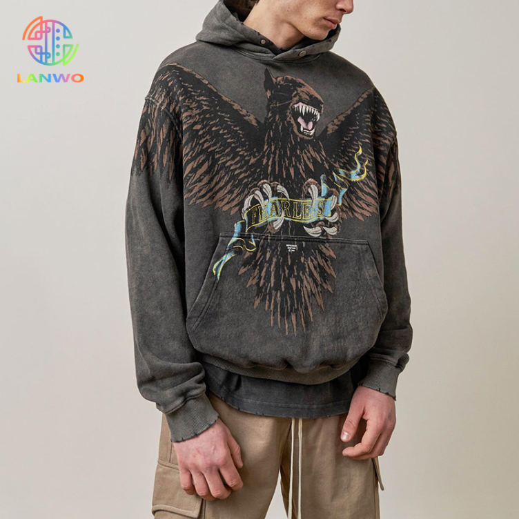 Eagle dog eagle print sweatshirt high street vintage do-over hoodie jacket