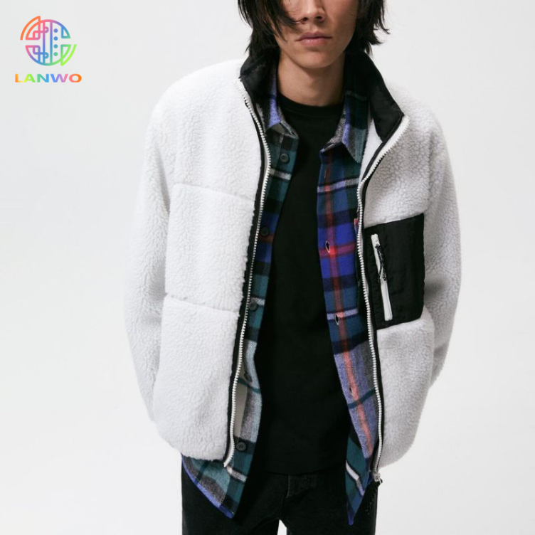 Oem High Quality Winter Zip Custom Logo Oversized Men Fleece Sherpa Jacket