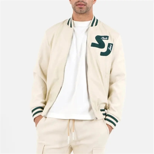 Oem Custom Patch Embroidery Leather Sleeve Vintage Letterman Varsity Jacket For Men