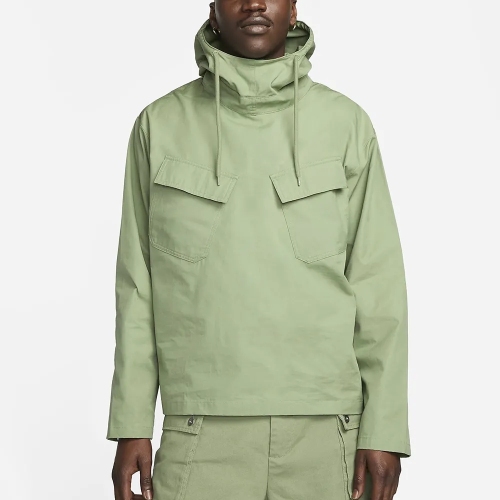 Custom Logo Oversize Outdoor 100% Cotton Windbreaker Woven Hooded Pullover Softshell Waterproof Cargo Jacket For Men