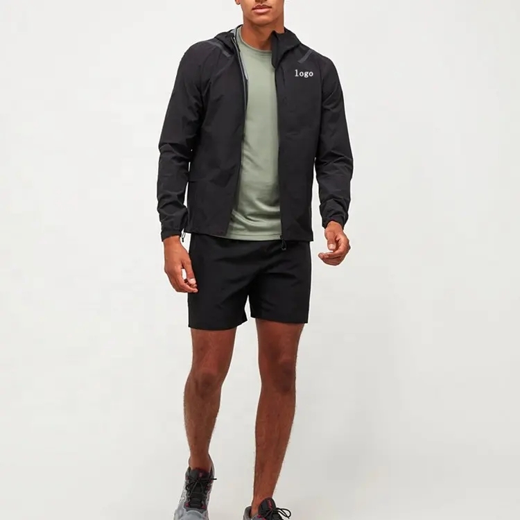 Oem Men's Custom Logo Full Zip Up Nylon Polyester Woven Outdoor Sport Softshell Windbreaker Jacket For Men
