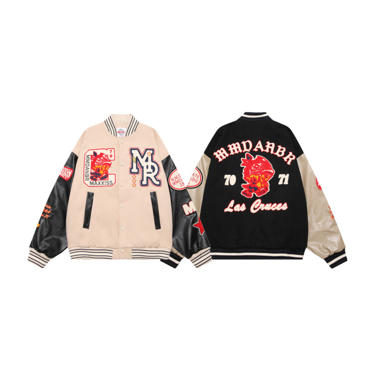 Retro baseball jacket autumn and winter splicing casual couple jacket tops