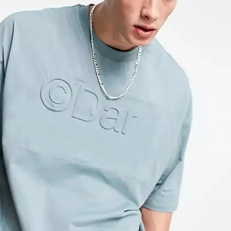 Men's Custom 3d Logo 100% Cotton Heavyweight Vintage Tshirt Organic Pima Cotton Graphic Letter Oversize Embossed T Shirt For Men