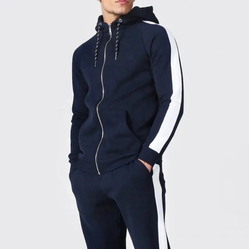 Oem Custom Logo Full Zip Up Hoodie And Jogger Two Piece Set Sweatsuit Tracksuit For Men