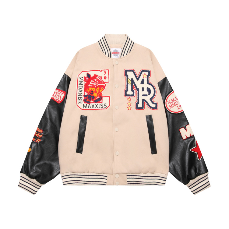 Retro baseball jacket autumn and winter splicing casual couple jacket tops