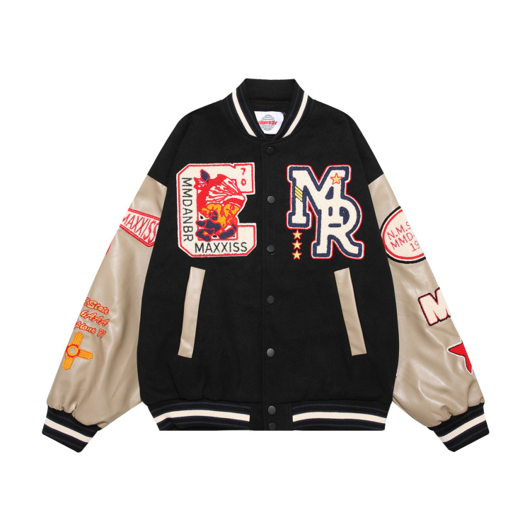 Retro baseball jacket autumn and winter splicing casual couple jacket tops