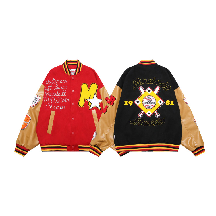 Retro baseball jacket embroidered street hip hop loose jacket