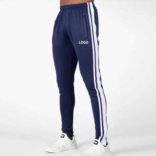 Custom Logo Blank Slim Fit Activewear Quick Dry Sweat Wicking 4 Way Stretch Side Stripe Gym Training Track Pants Men Gym Joggers