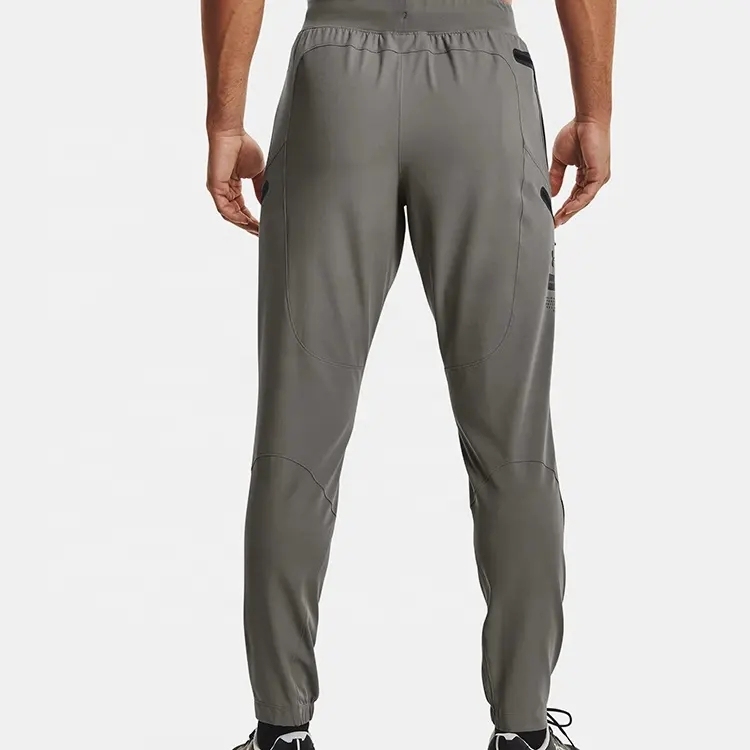 Custom Design Nylon 4- Way Stretch Gym Track Pants Zipper Pockets Contrast Seam Running Sports Wear Jogger Men
