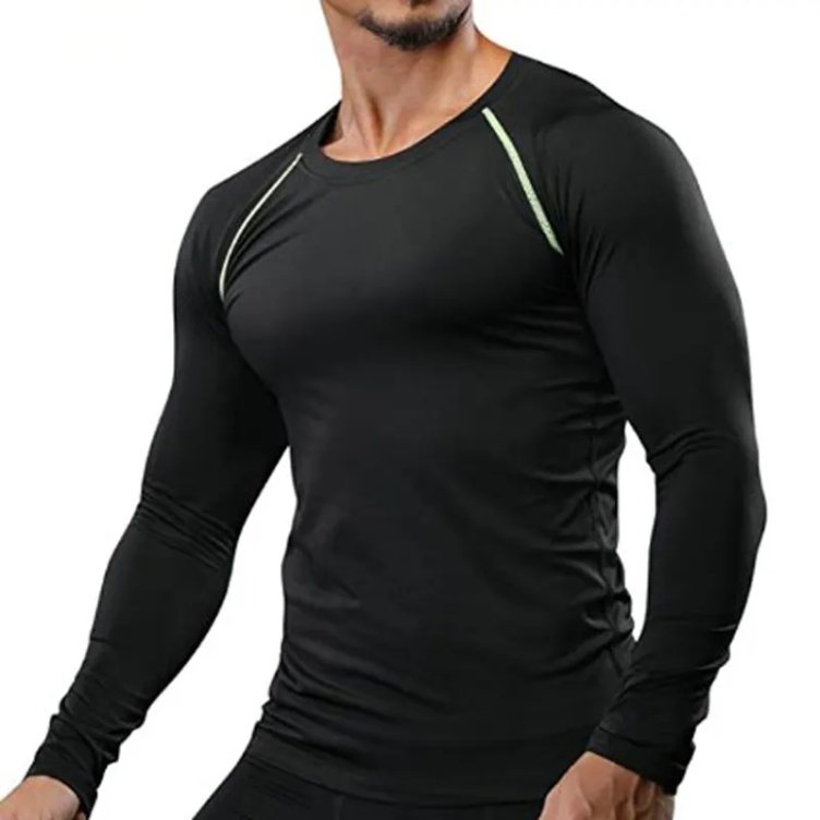 Custom Mens New Workout Tops Long Sleeve Slim Fit Dry Fit Compression Shirt Running T Shirt For Gym