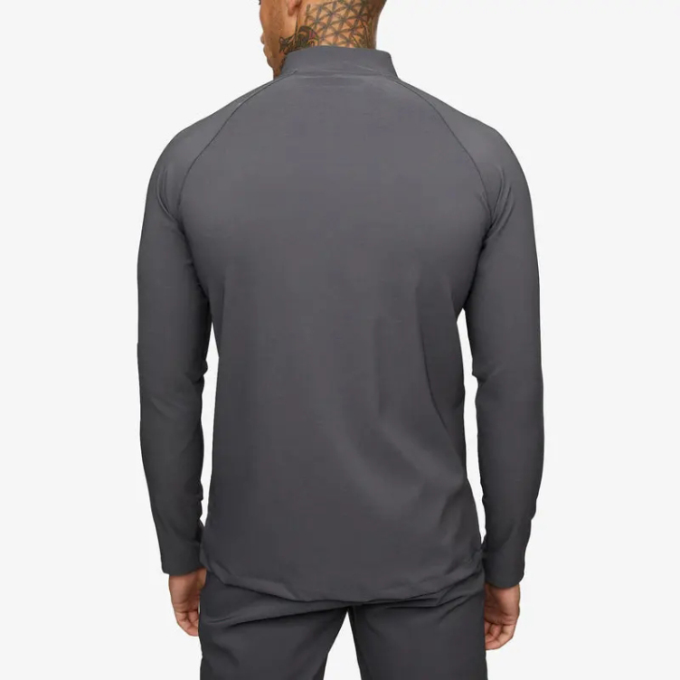 Customize Outdoor Workout Sports Wear Slim Fit 1/4 Quarter Zip Top Long Sleeve Jogging Track Top Men Compression Gym Shirt