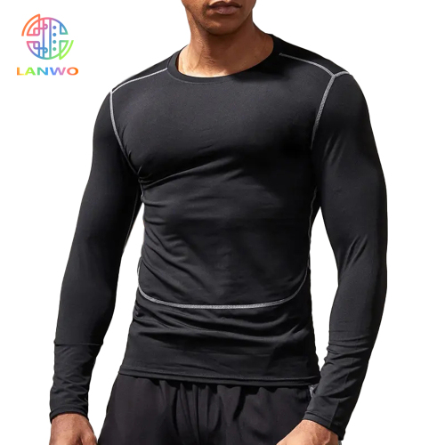 Custom Mens New Workout Tops Long Sleeve Slim Fit Dry Fit Compression Shirt Running T Shirt For Gym