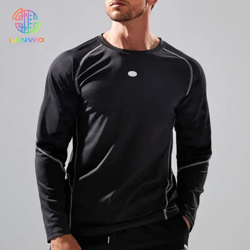 Custom Mens New Workout Tops Long Sleeve Slim Fit Dry Fit T-shirt Compression Shirt 100% Polyester T Shirt