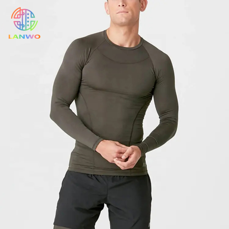 High Quality Dry Fit Men Fitness Compression Muscle Fit Gym Polyester Sports Long Sleeve T Shirt