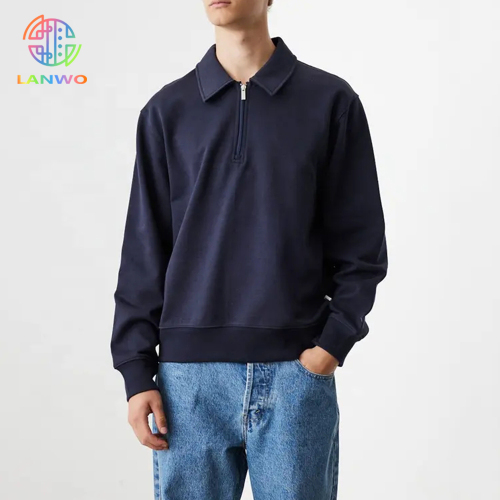 Oem Men's Quarter Zipper Sweatshirt Custom Logo High Quality Polo Zip Neck Mens Sweatshirts