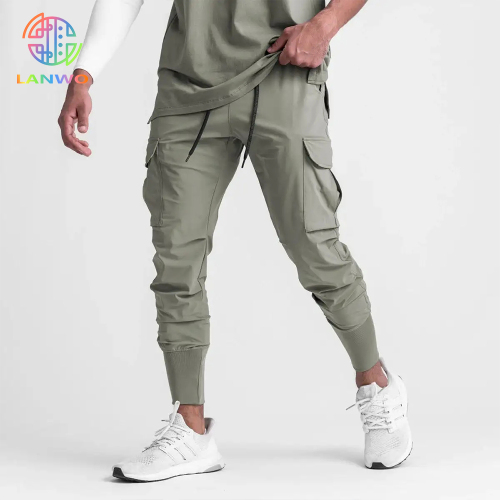Custom Men's Sports Cargo Pantargo Pants With Side Pockets Nylon Linen Pants Men's Gym Cargo Pants Men Long Trousers