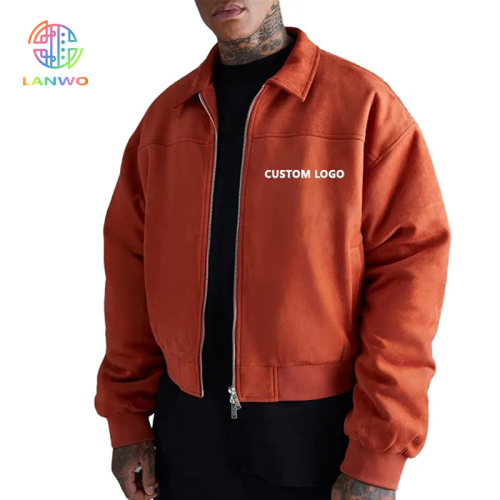 Oem Factory Cropped Boxy Jacket For Mens Custom Lapels Oversized Zip Up Utility High Quality Work Jacket