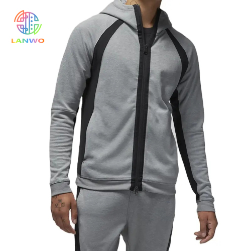 Oem Cotton Sweatsuit Hoodie Patchwork Pant Men Tracksuits For Men Stacked Joggers Flared Men's Two Pieces Jogger Sets