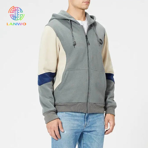 High Quality Oversize New Men's Cardigan Matching Color Men's Casual Custom Color Block Hoodie
