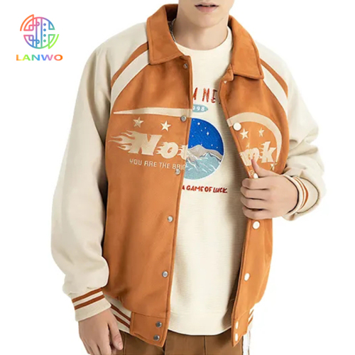 Wholesale Spring Autumn Baseball Embroidery Cardigan Button Colour Custom Fashion Long Sleeve Jacket For Men
