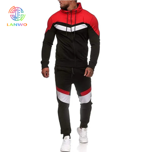 Spring And Winter Men's Color Block Tracksuit Set Sweatshirt Jogger Sweatpants Casual Warm Sports Suit