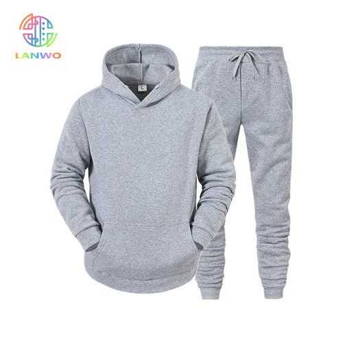 Men's Fashion Solid Color Tracksuits 2 Piece Set Casual Long Sleeve Hooded Athletic Jogging Sweatsuit Custom Jogging Suit